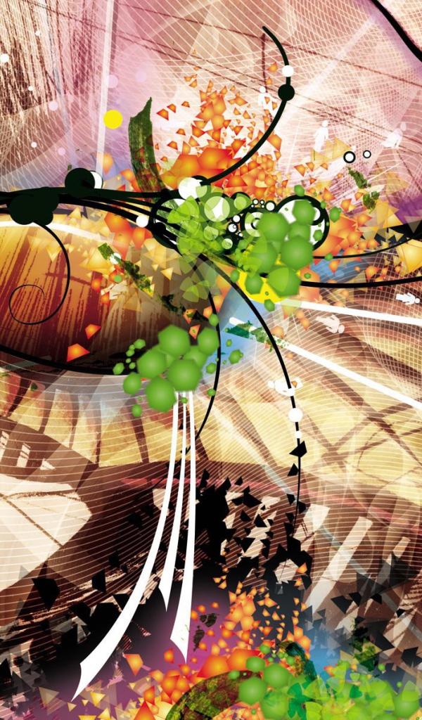 Абстрактное многоцветие с черными линиями