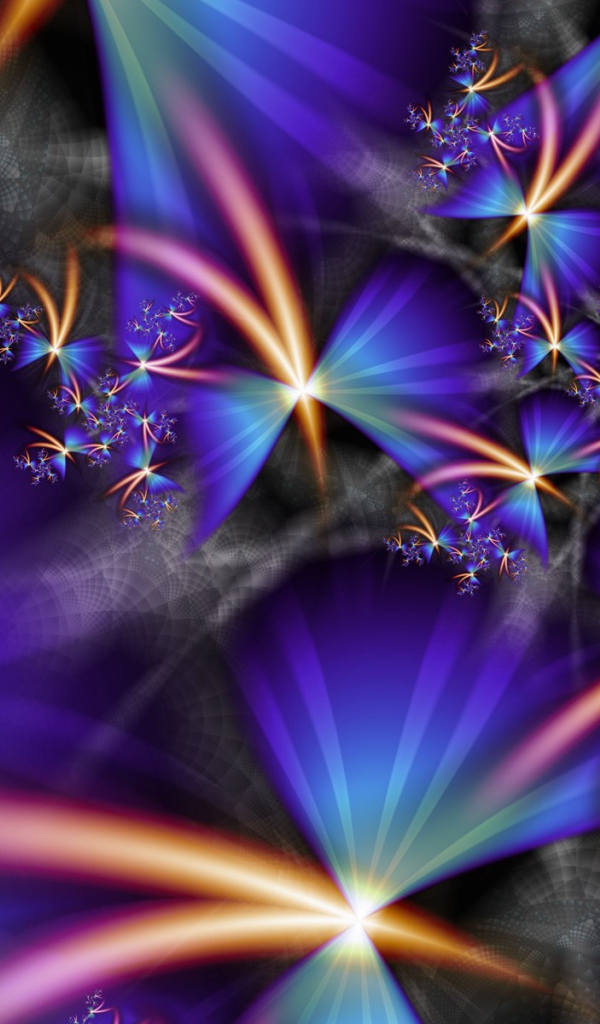 Синие лучи и цветы