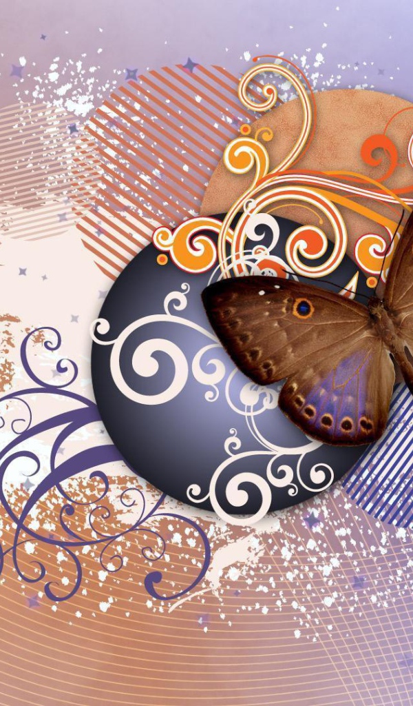 Бабочка на абстрактном рисунке