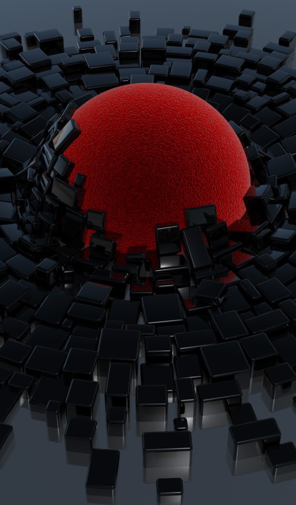 Красный шар и черные кубики