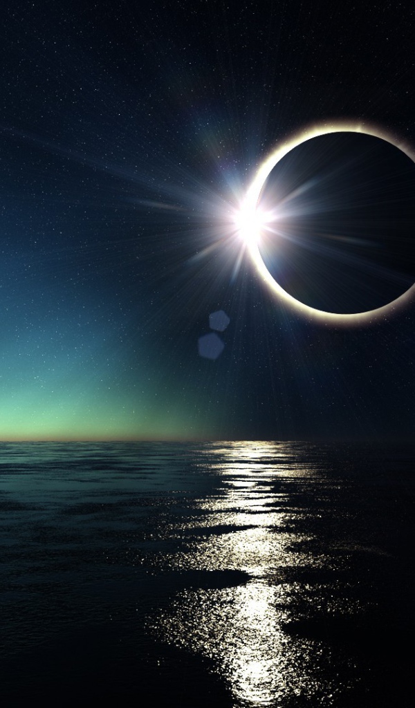 Солнечное затмение над морем