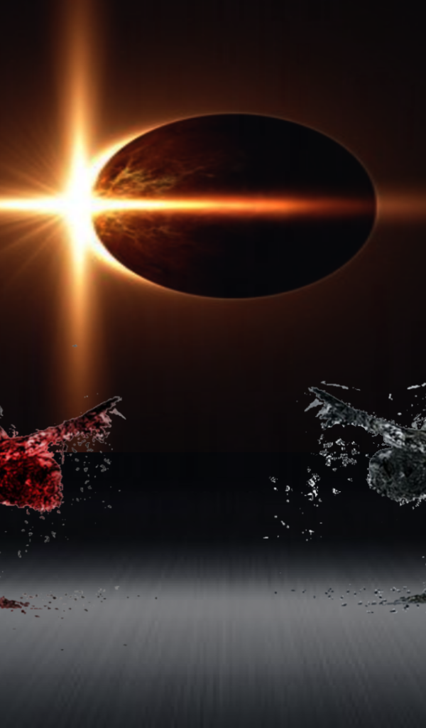 Солнце выглядывает из-за планеты