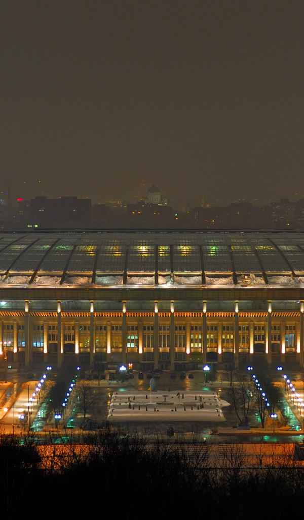 Стадион в Москве в ночное время