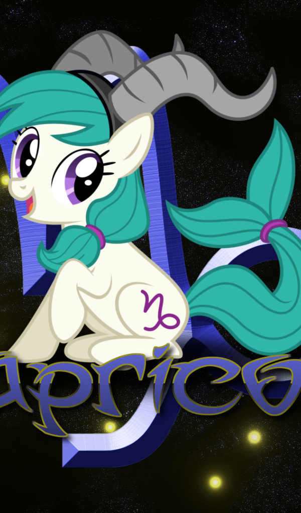 Козерог, детская картинка с чёрным фоном