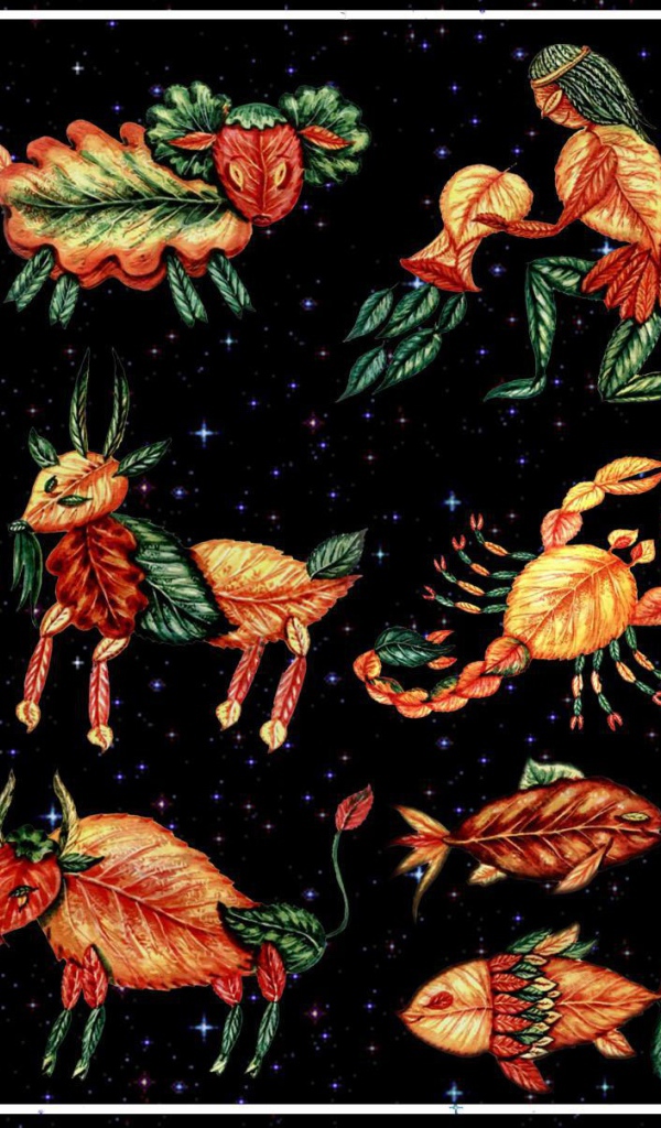 Знаки зодиака из листьев