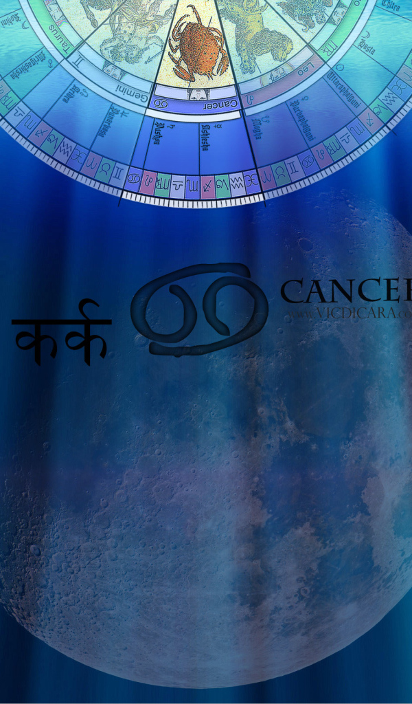 Знак зодиака рак на фоне луны