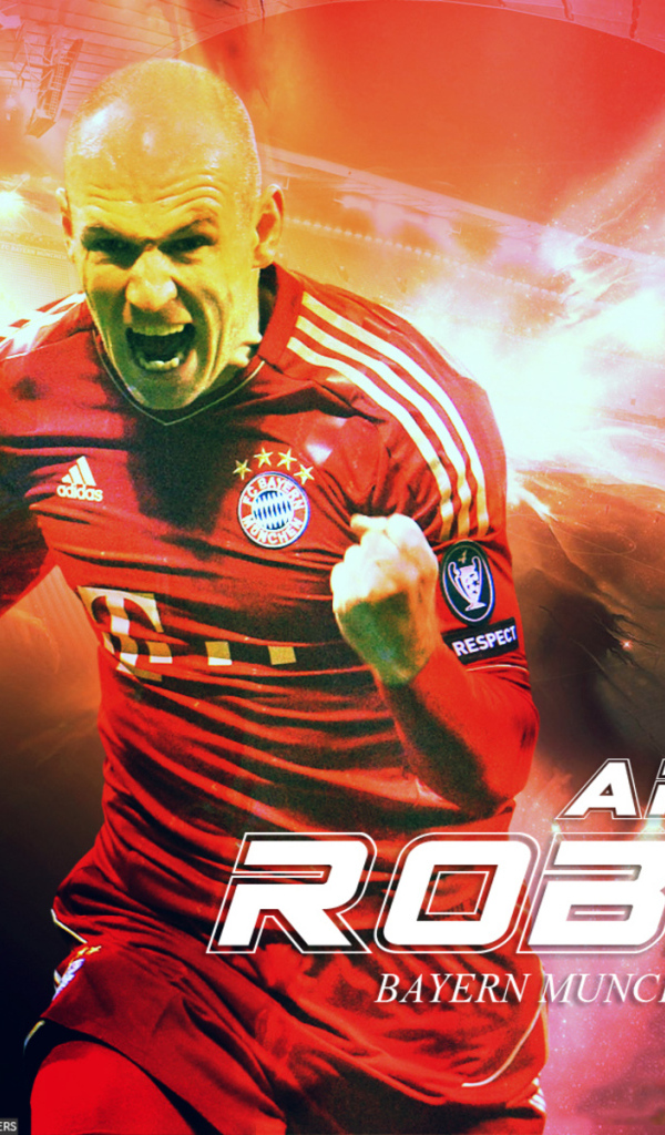 Бавария Арьен Роббен на красном фоне