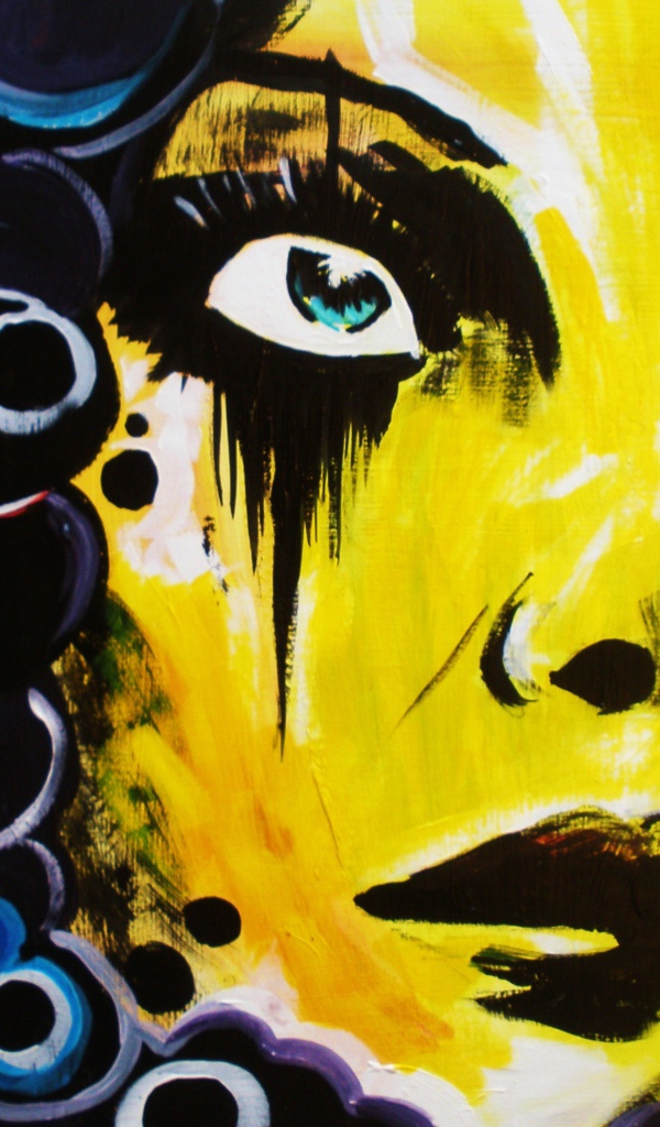 Яркое граффити, лицо девушки