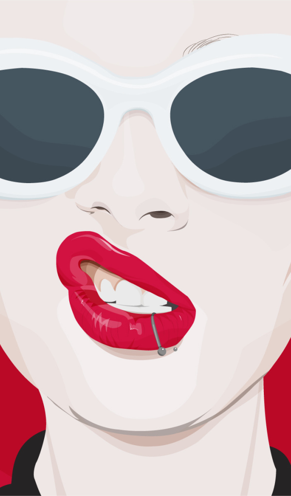 Рисунок девушка блондинка с пирсингом в губе