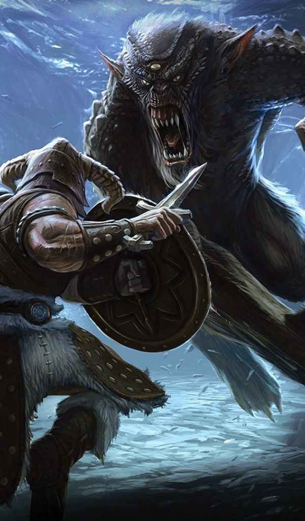 Elder Scrolls Online: варвар сражаясь с мутантом