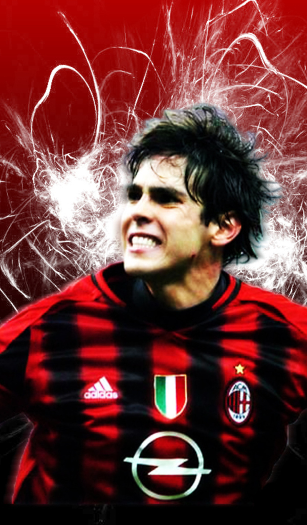 Милан Кака на красном фоне