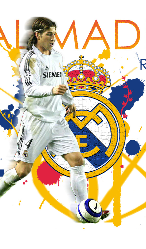 Реал Мадрид Серхио Рамос на белом фоне