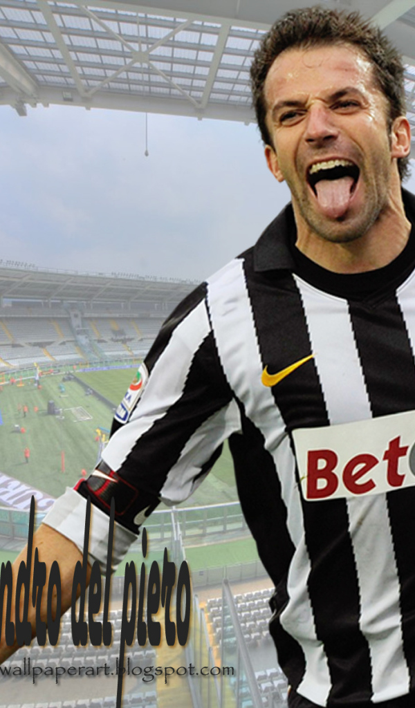 The attacking player of Sydney Alessandro Del Piero on the background of the football field