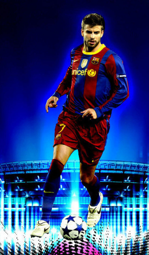Защитник Барселоны Херард Пике с мячом