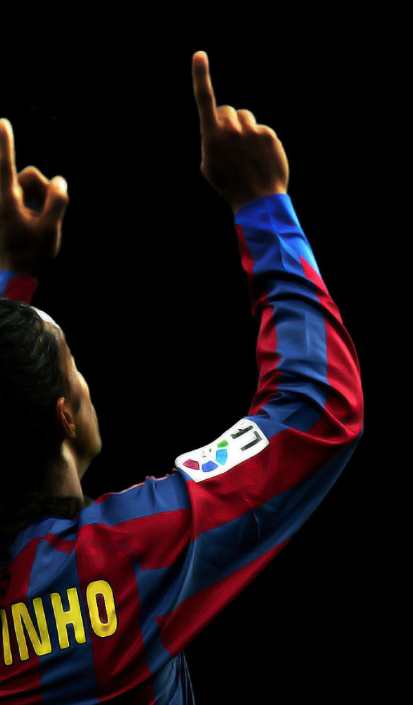 Футболист Атлетико Минейро Роналдиньо на черном фоне