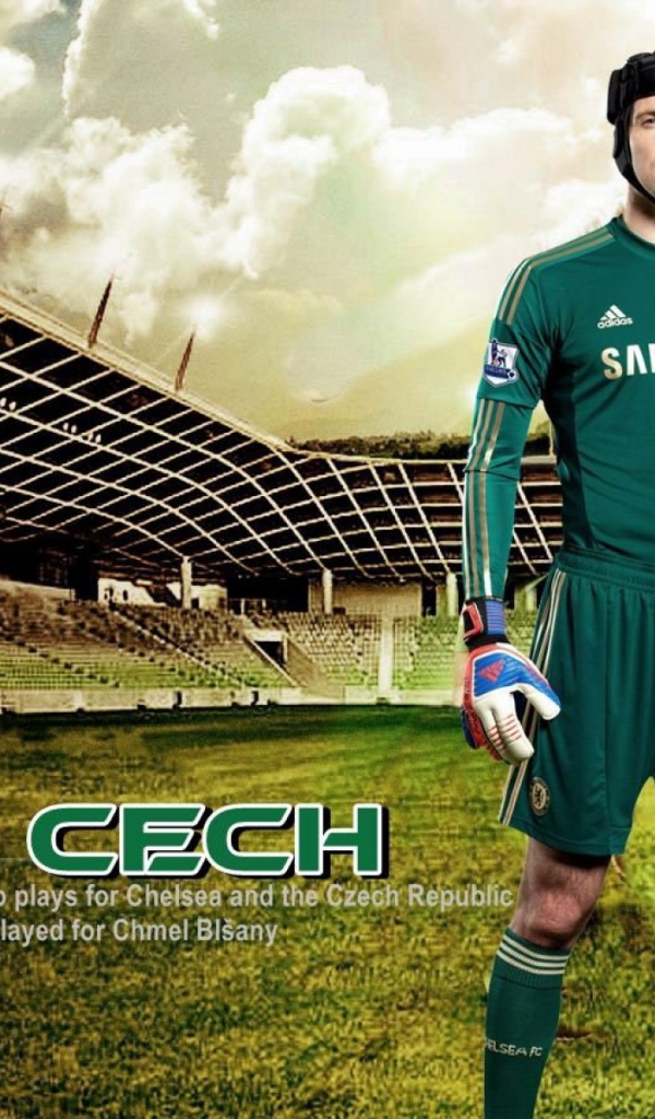 Игрок Челси Петр Чех на поле