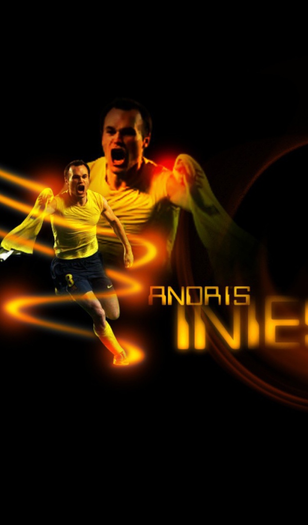Игрок Барселоны Андрес Иньеста на черном фоне