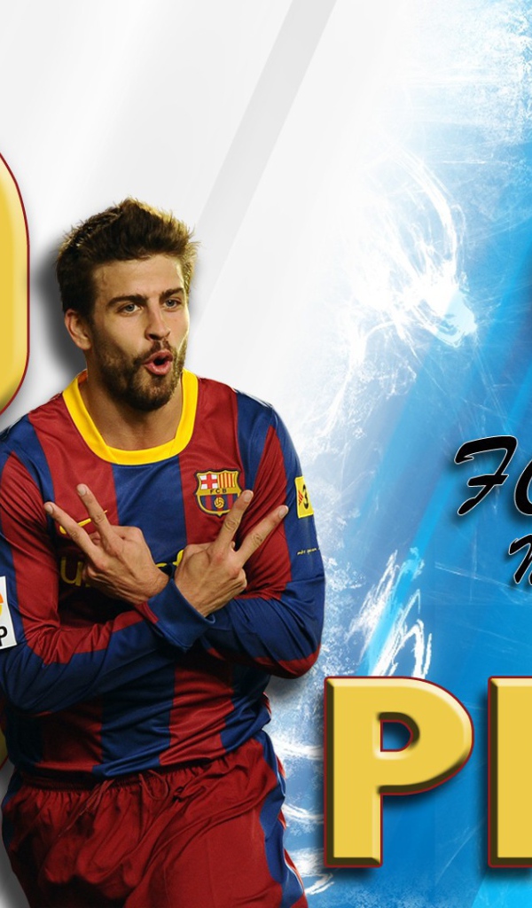 Игрок Барселоны Херард Пике на белом фоне