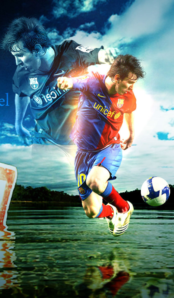 The player of Barcelona Lionel Messi dribbling