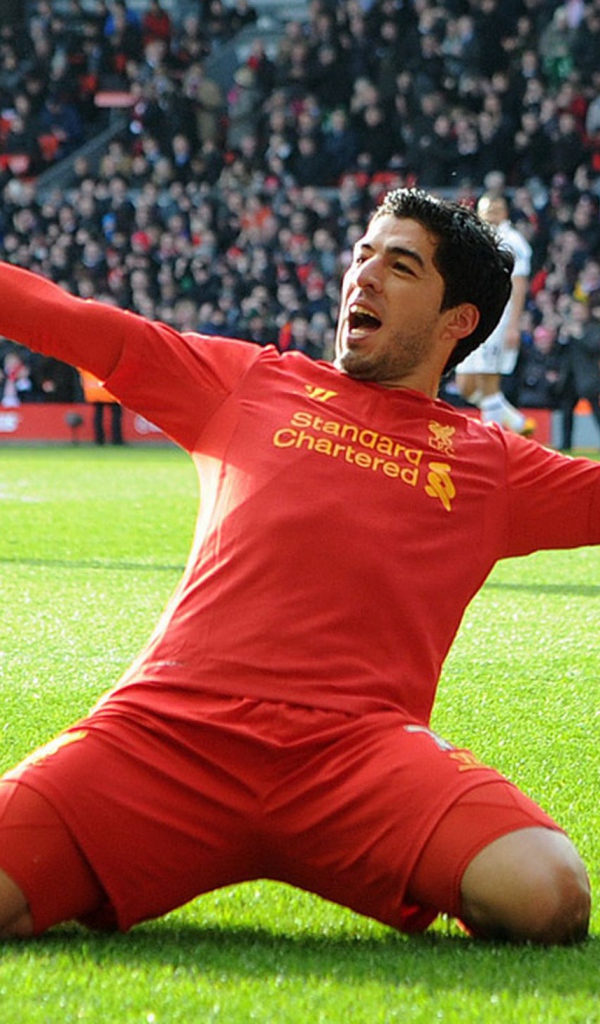 Игрок Ливерпуля Луис Суарес на поле