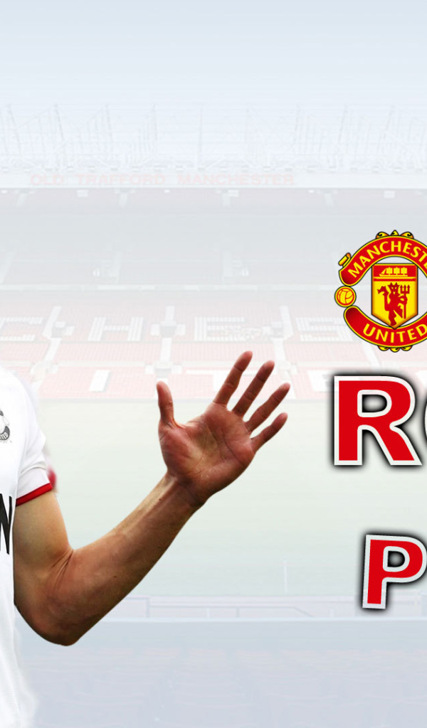 Игрок Манчестер Юнайтед Робин ван Перси на белом фоне