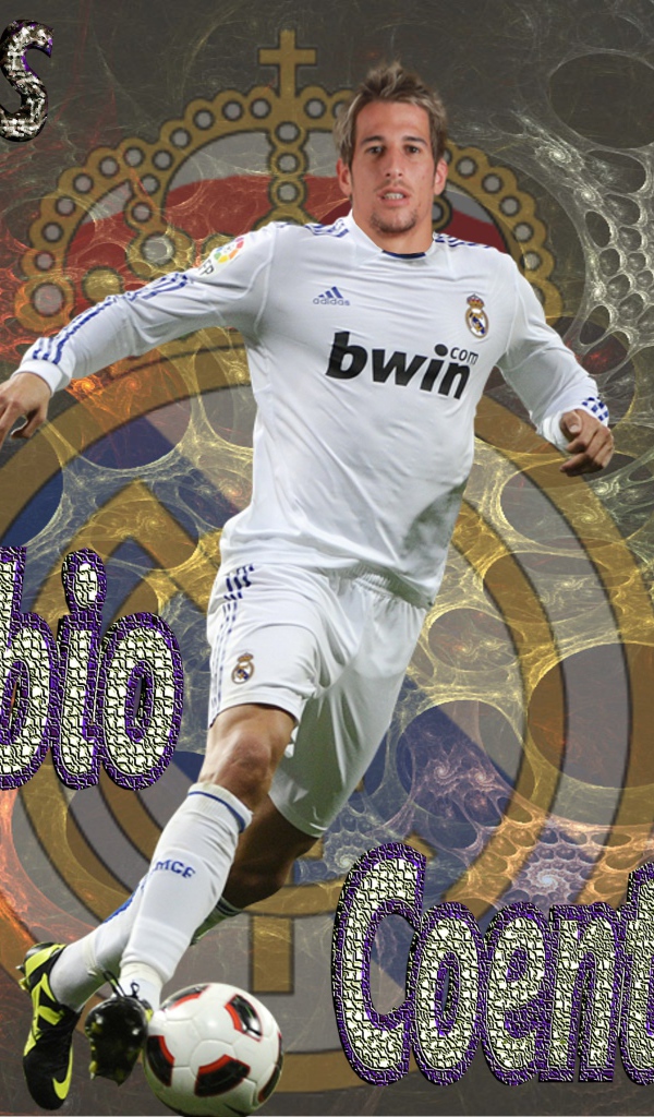 The player of Real Madrid Fábio Coentrão with a ball