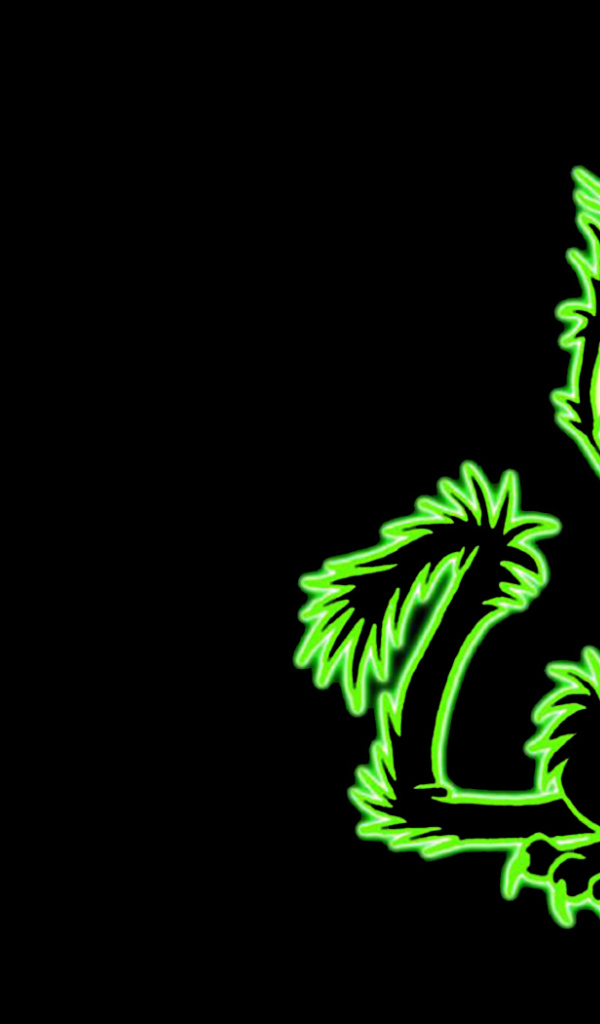 Зеленый кот на черном фоне