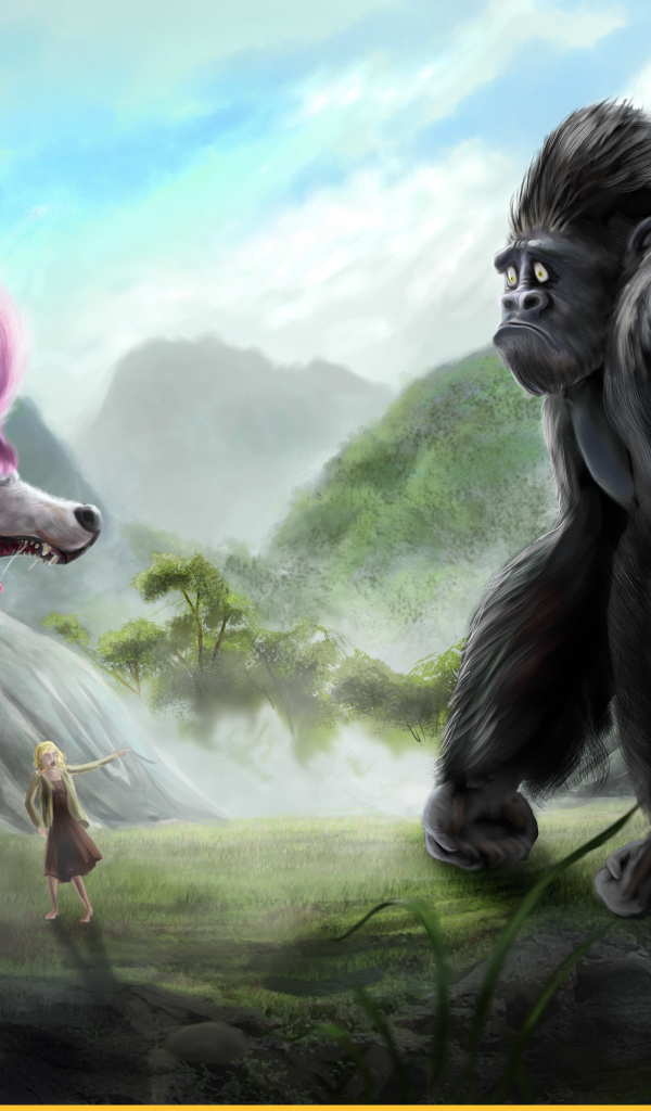 Розовый пудель и горилла