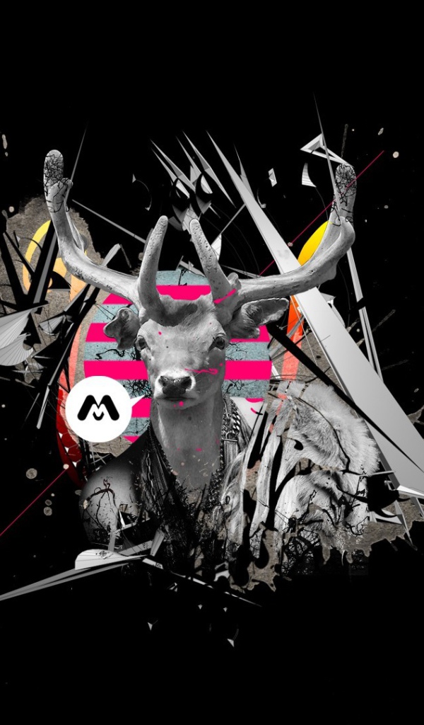 Олень на черном фоне