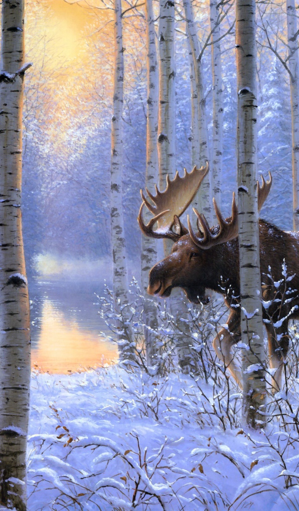 Лось в зимнем лесу