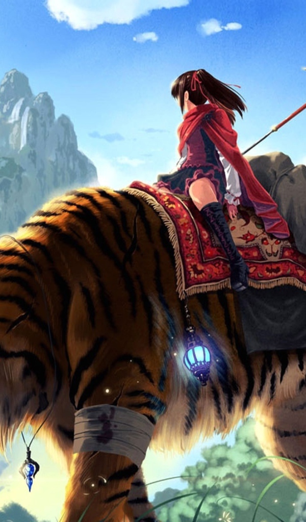 Девушка на тигре