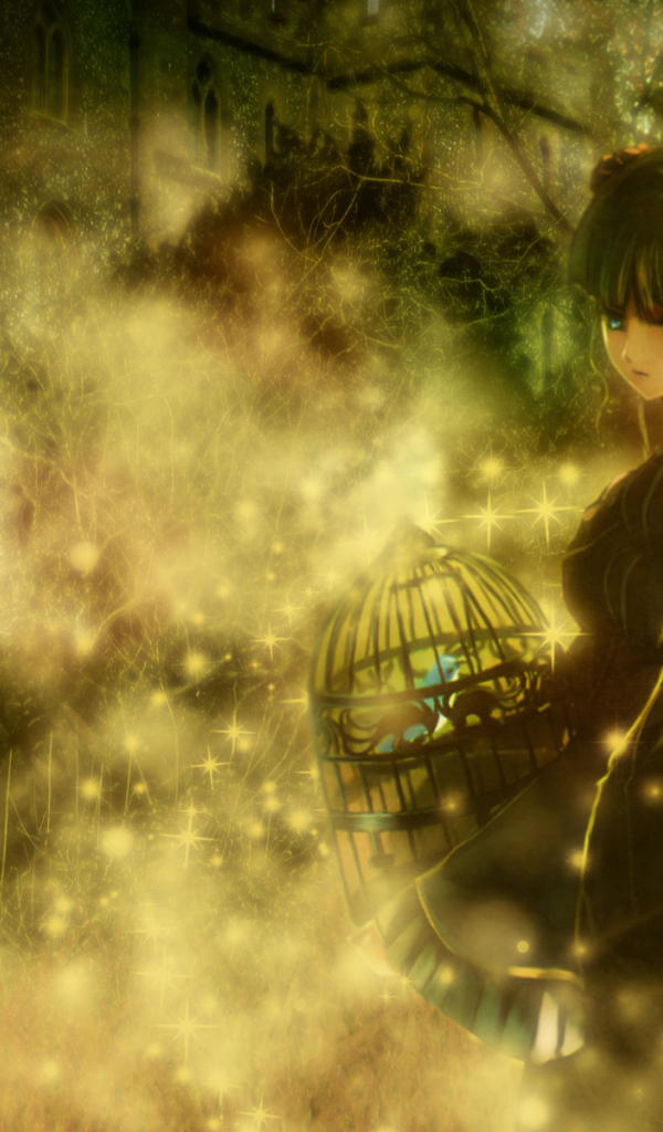 Девочка с клеткой для птицы