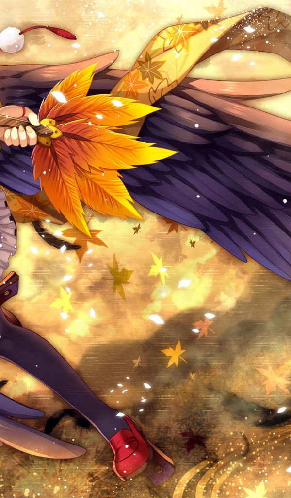 Девушка с осенними листьями