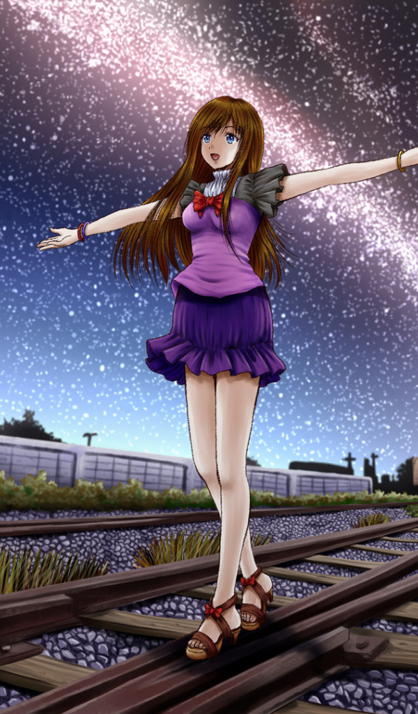 Девочка идет по рельсам