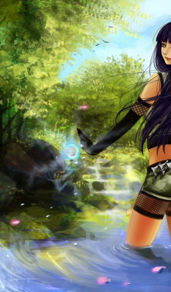 Девушка стоит в реке