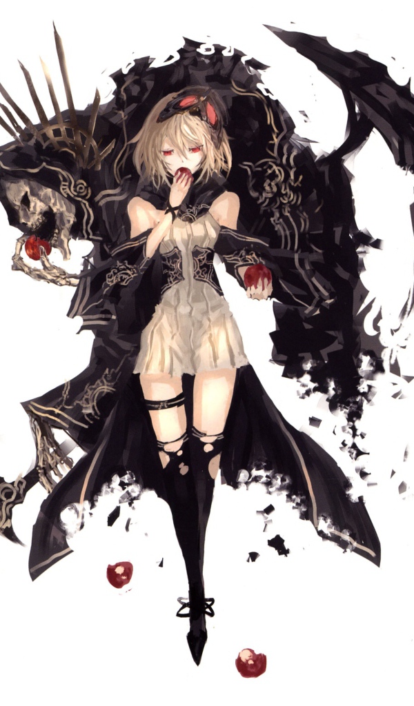 Девочка ест яблоки