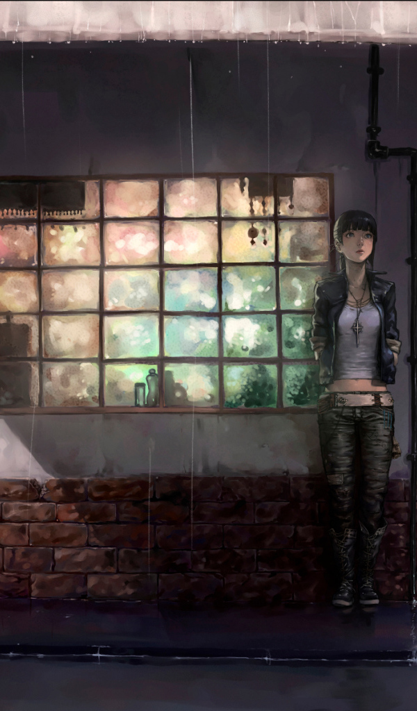 Девушка прячется от дождя