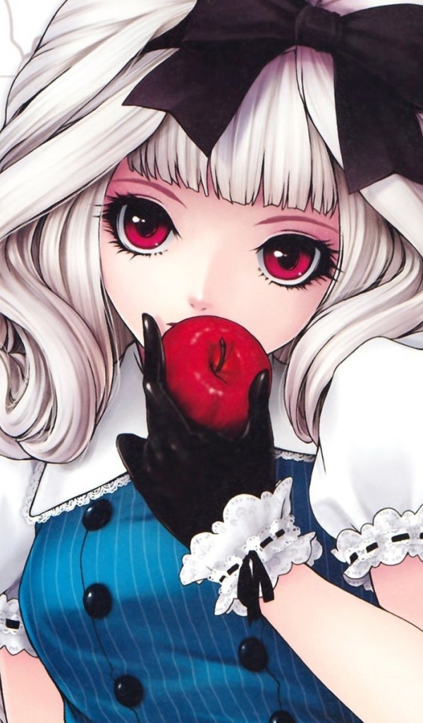 Девочка с красным яблоком