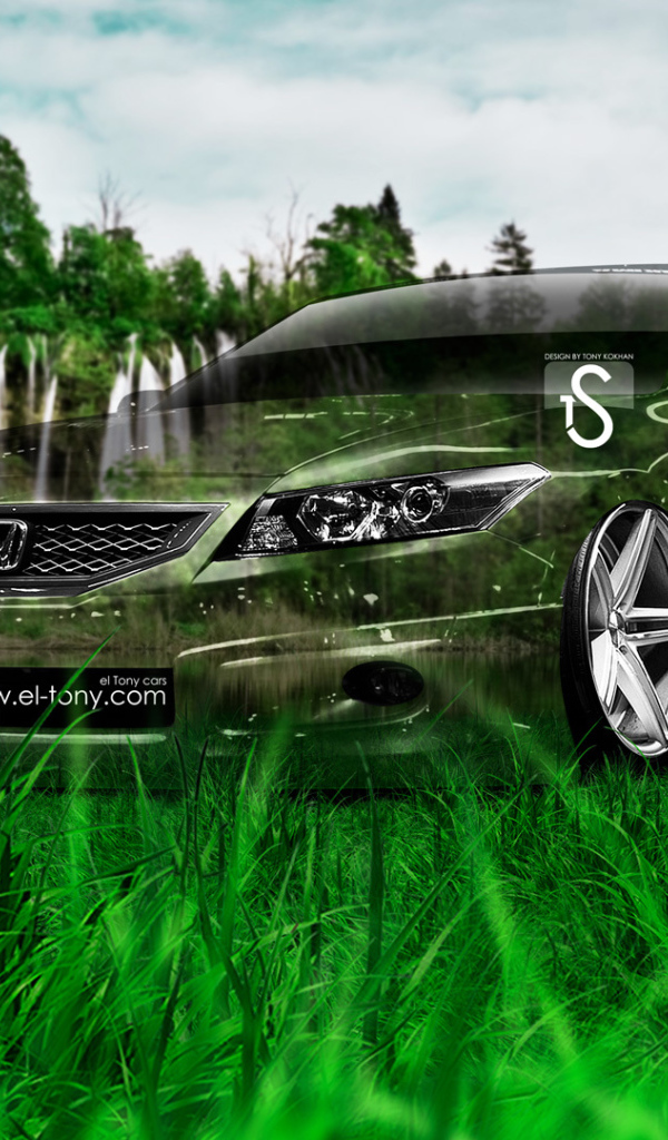 Honda Accord у водопада