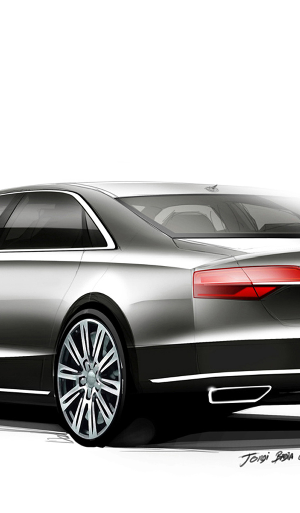 Автомобиль Audi A8 2014 на дороге