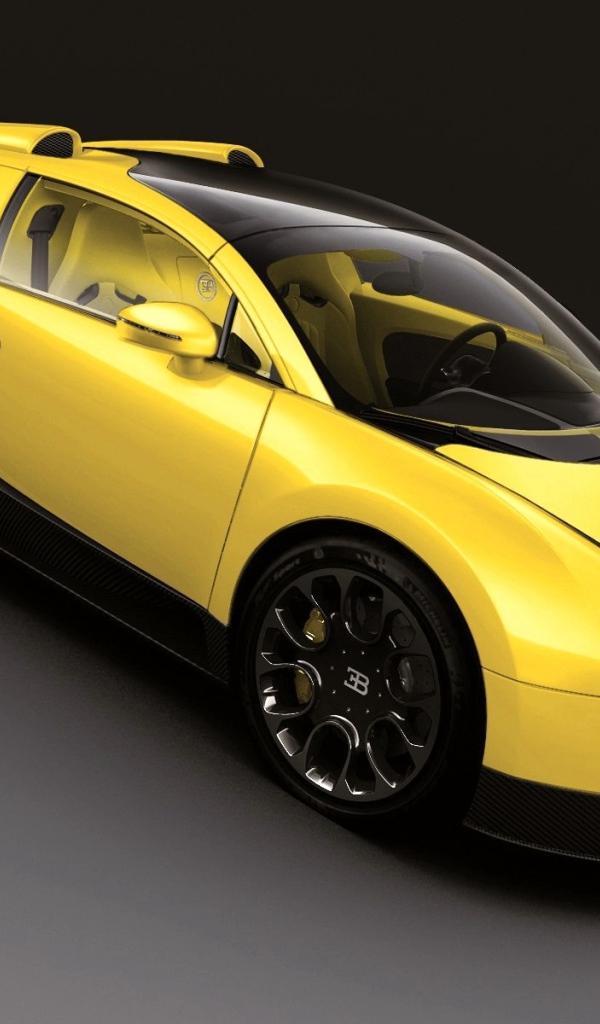 Желтый Bugatti Veyron 16.4 Grand Sport