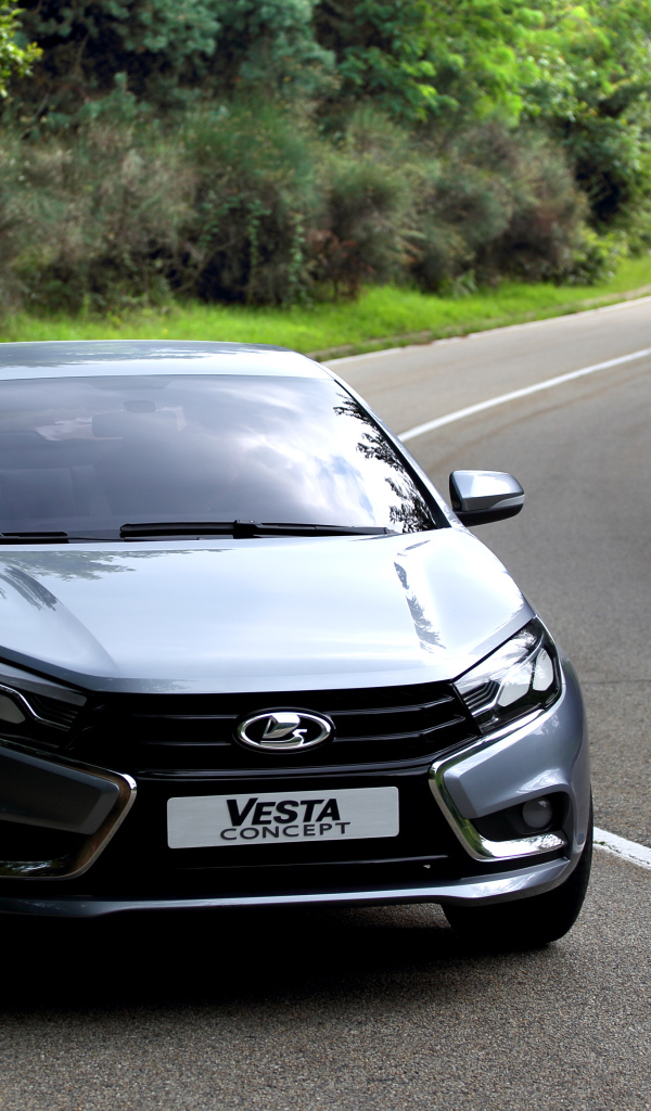 Черная Лада Веста на дороге