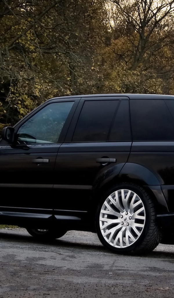 Черный Лэнд Ровер на природе