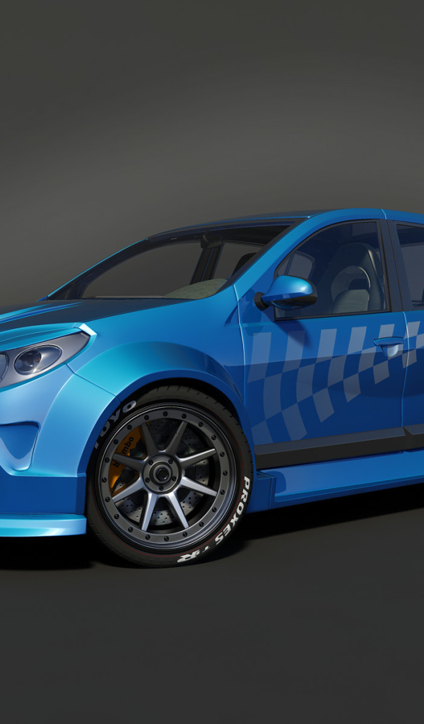 Автомобиль Ренаульт Sandero на дороге