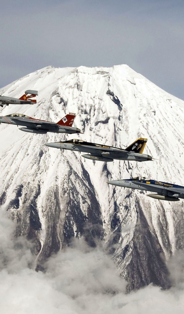 Самолеты на фоне вулкана