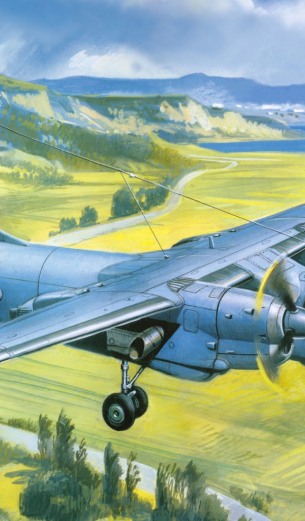 Советский самолет над полями