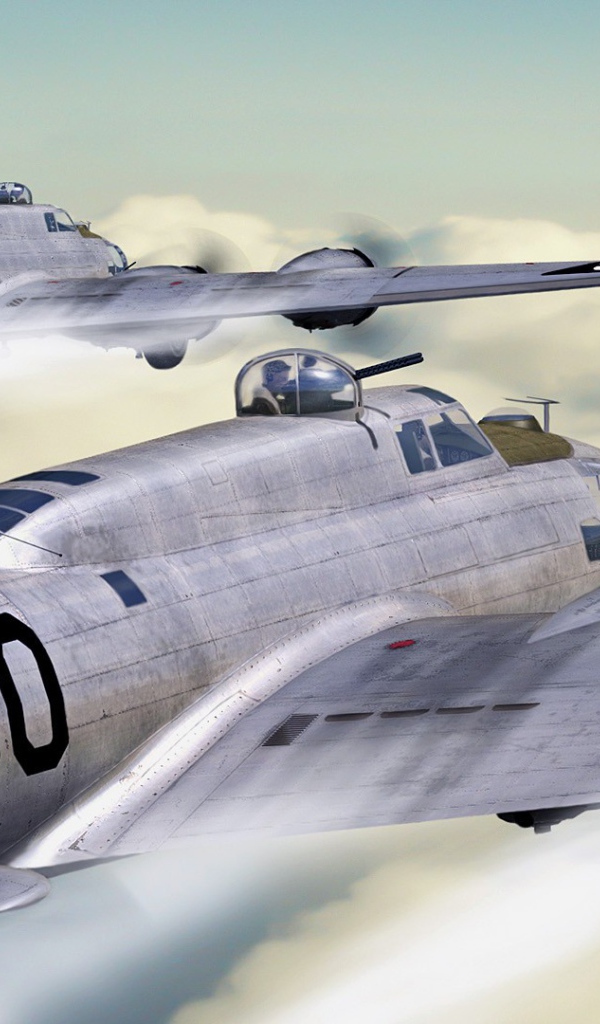 Самолеты Б-17 летят в облаках