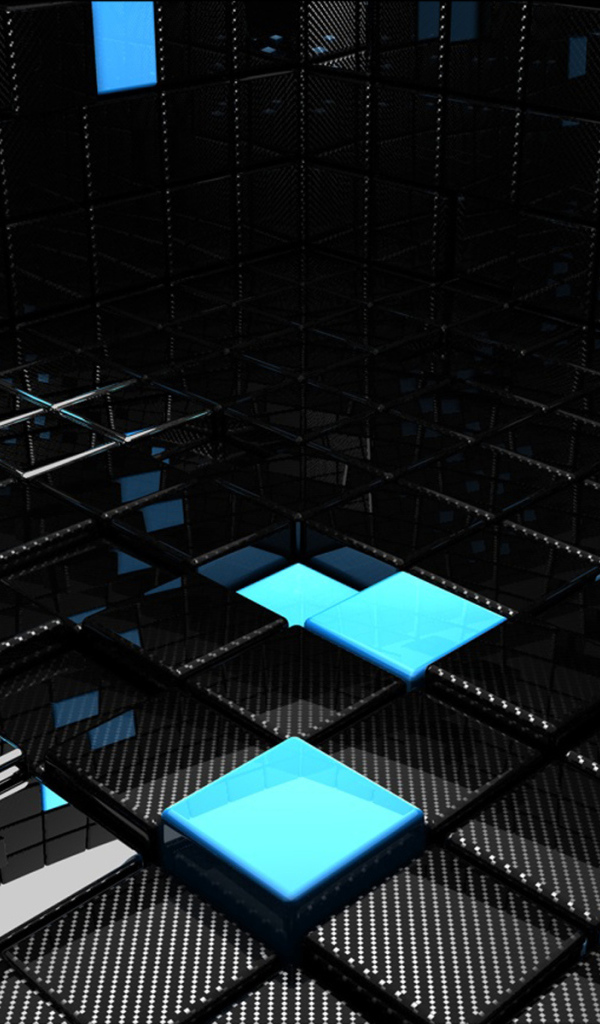 Черные обои с кубической абстракцией