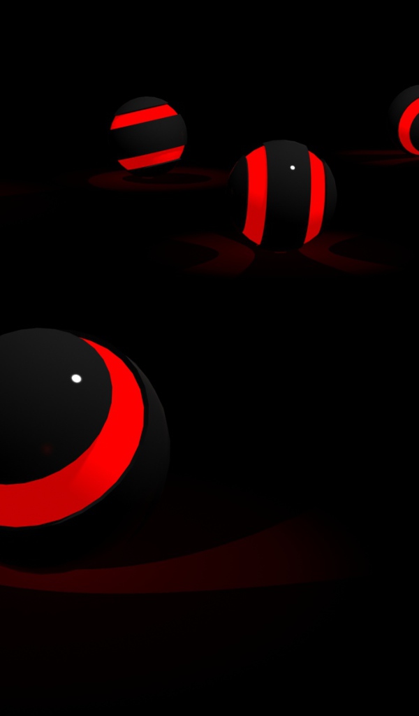 Black wallpaper with red balls