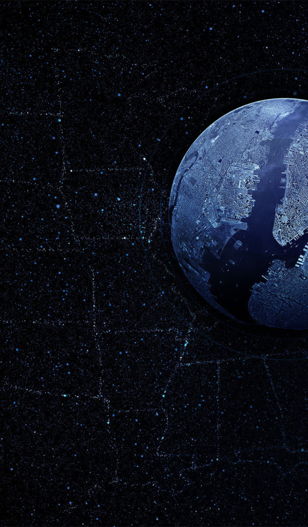 Черные обои с планетой Нью Йорк